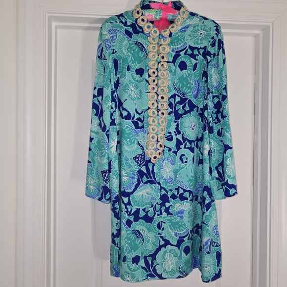 Lilly Pulitzer Dresses & Skirts - Lilly Pulitzer Vibrant Blue and Green Long Sleeve Dress